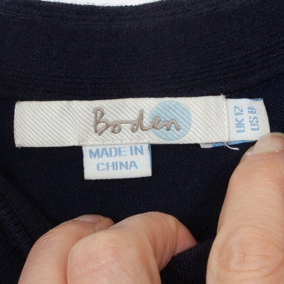 Boden Womens Harriet A-Line Striped Cap Sleeve Knit Midi Dress Size 8 Navy White - Picture 7 of 11